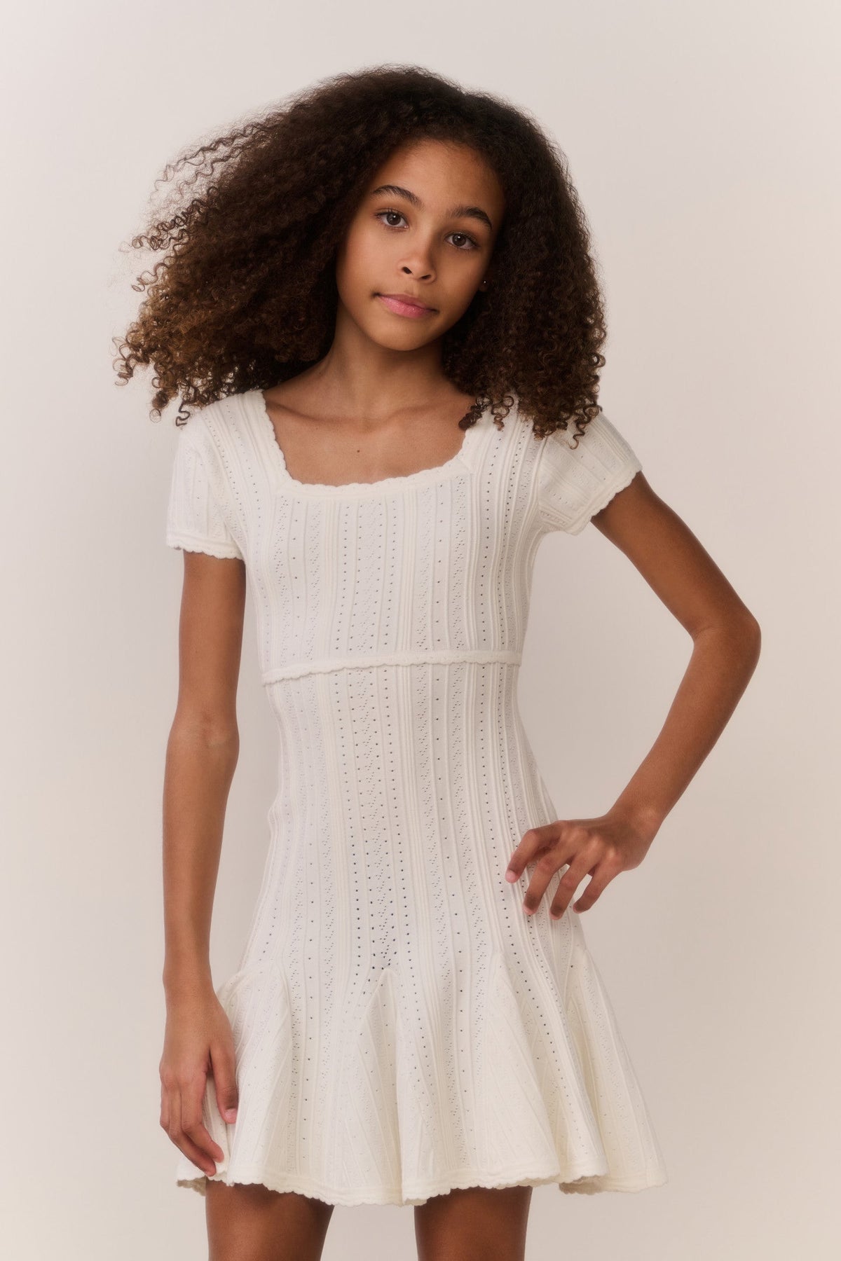 Tween Daffron Stretch Pointelle Dress