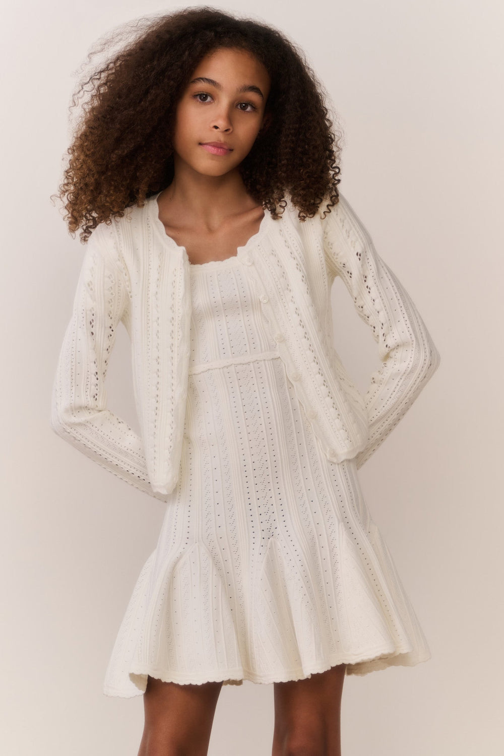 Tween Emlynn Stretch Pointelle Cardigan