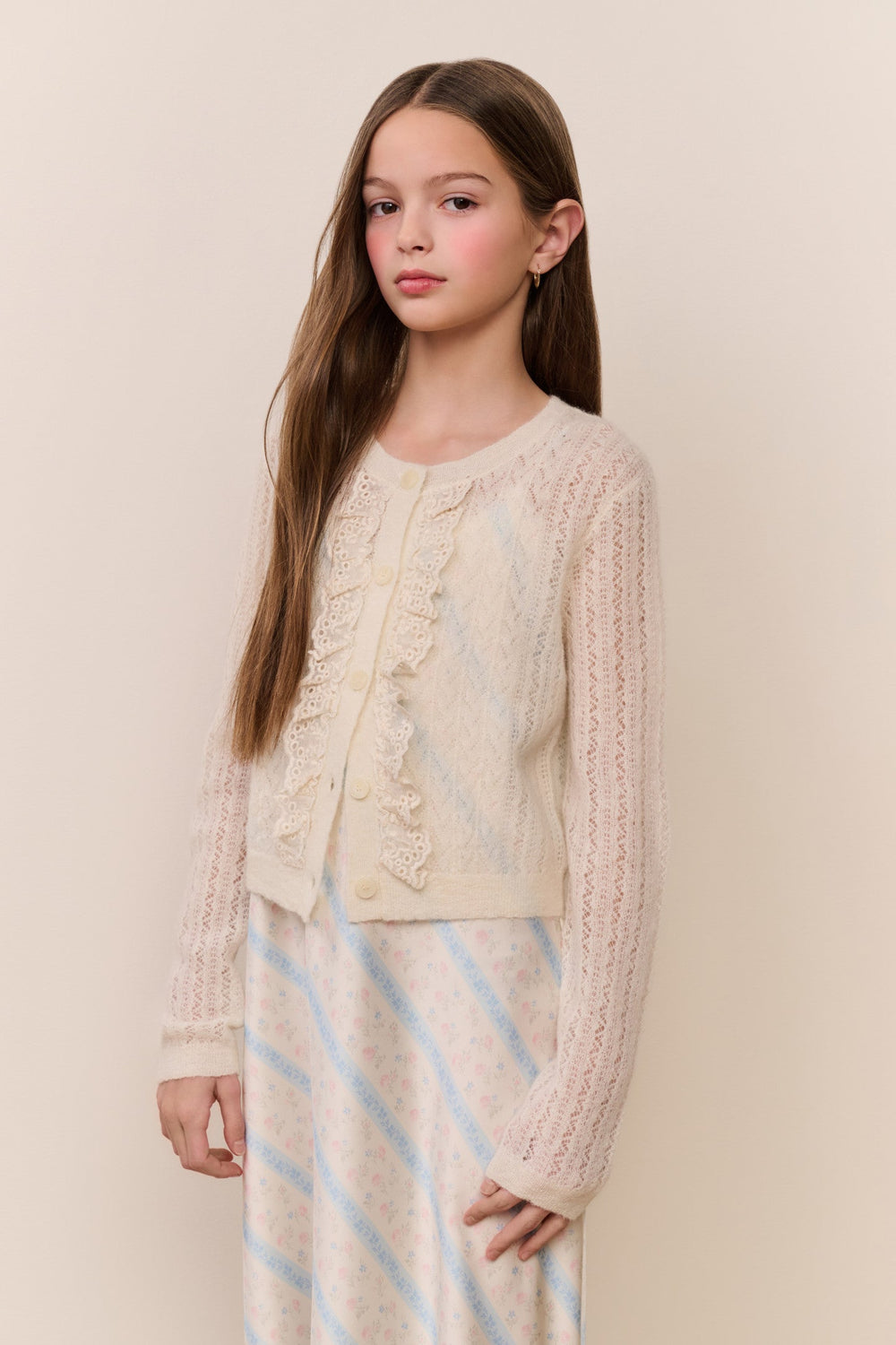 Tween Kena Alpaca-Wool Pointelle Cardigan