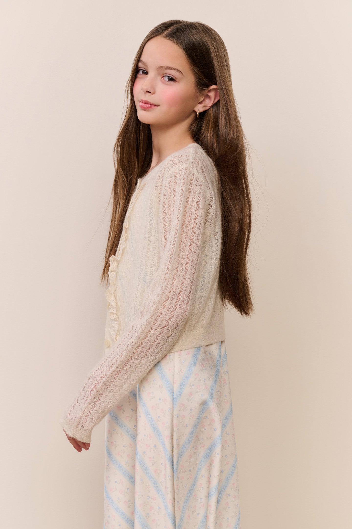 Tween Kena Alpaca-Wool Pointelle Cardigan