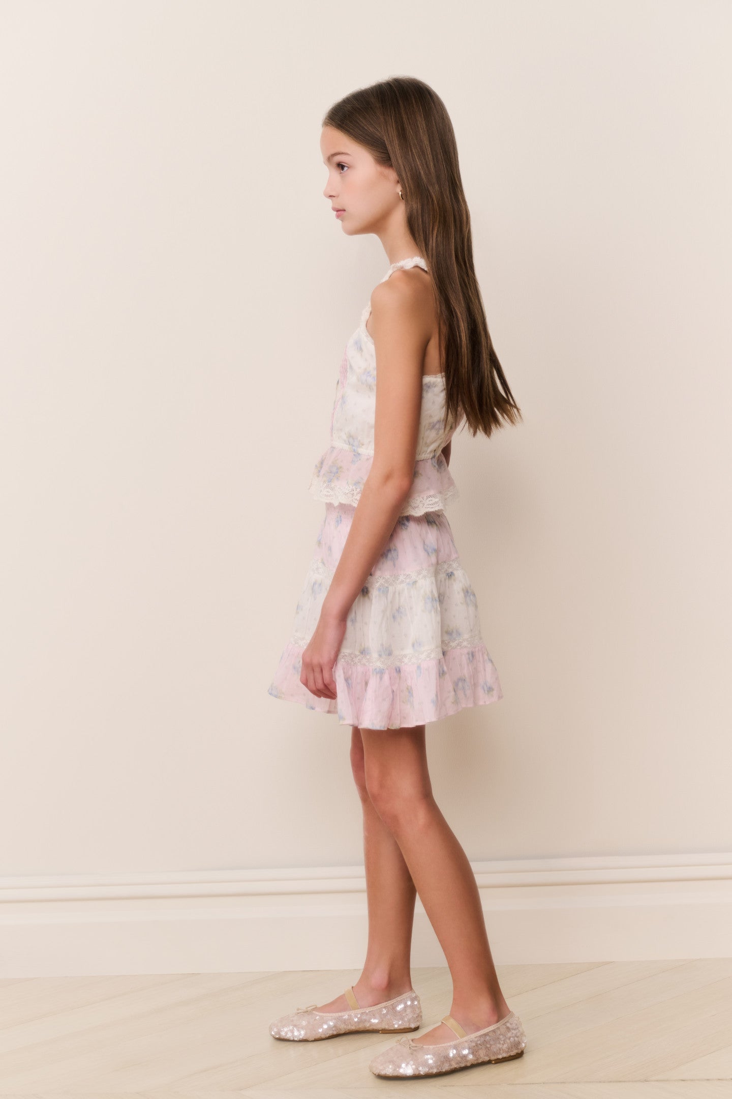 Tween Jessamine Mixed Print Top