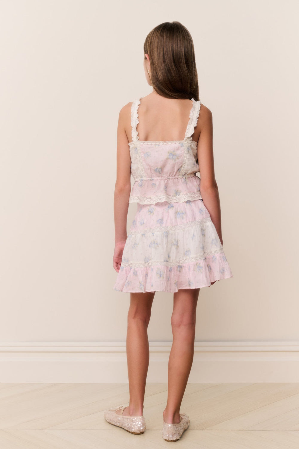 Tween Jessamine Mixed Print Top
