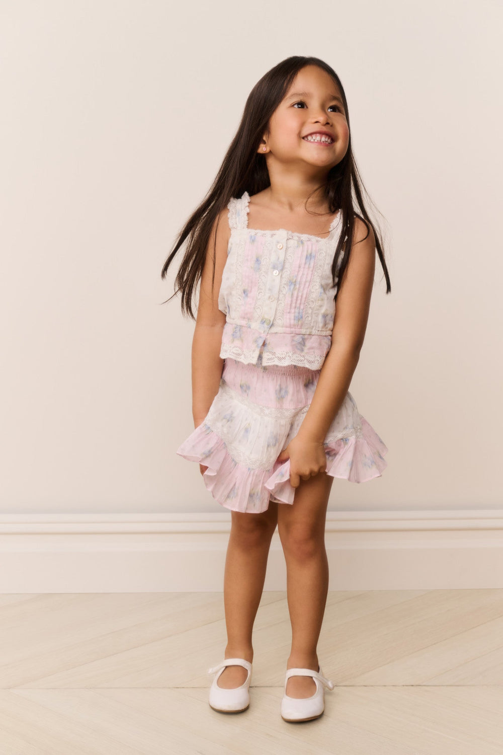 Little Girls Jessamine Mixed Print Top