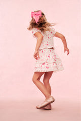 Girls Billie Bow & Kiss Print Ruffle Skirt