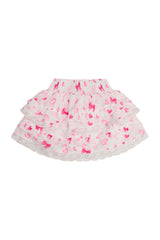 Girls Billie Bow & Kiss Print Ruffle Skirt