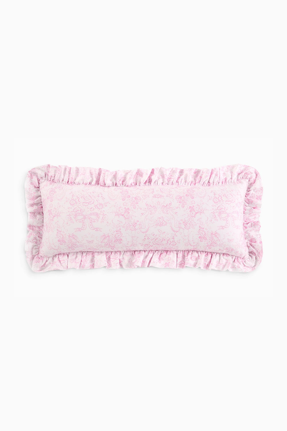 Lumbar Toile Print Ruffle Pillow