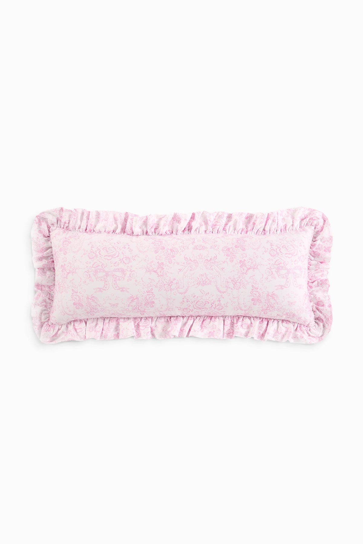 Lumbar Toile Print Ruffle Pillow