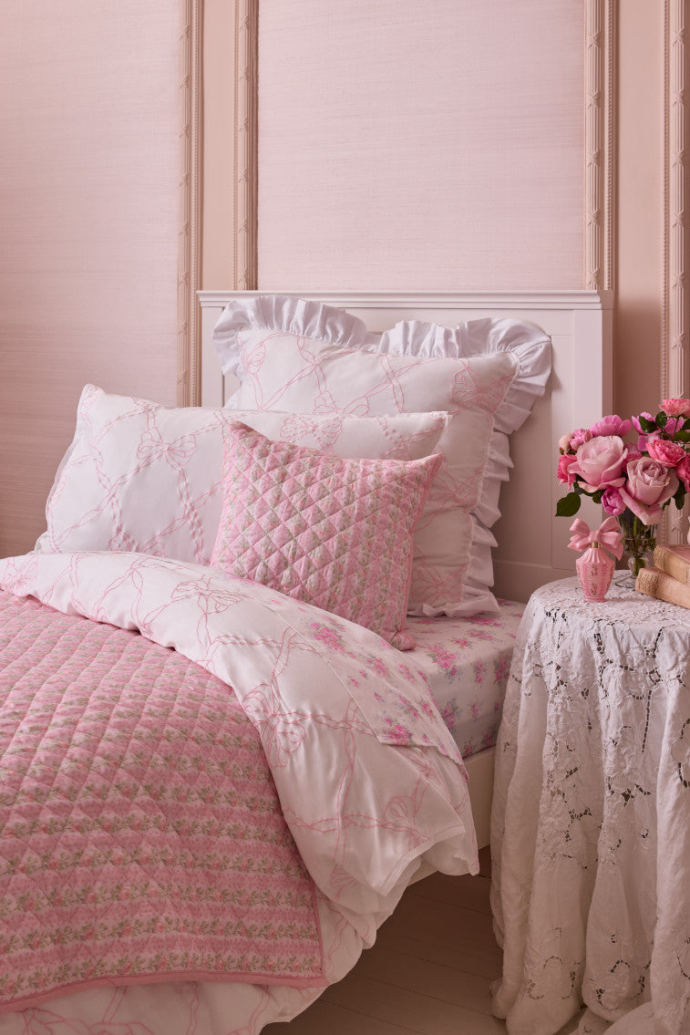 Embroidered Ruffle Euro Pillow