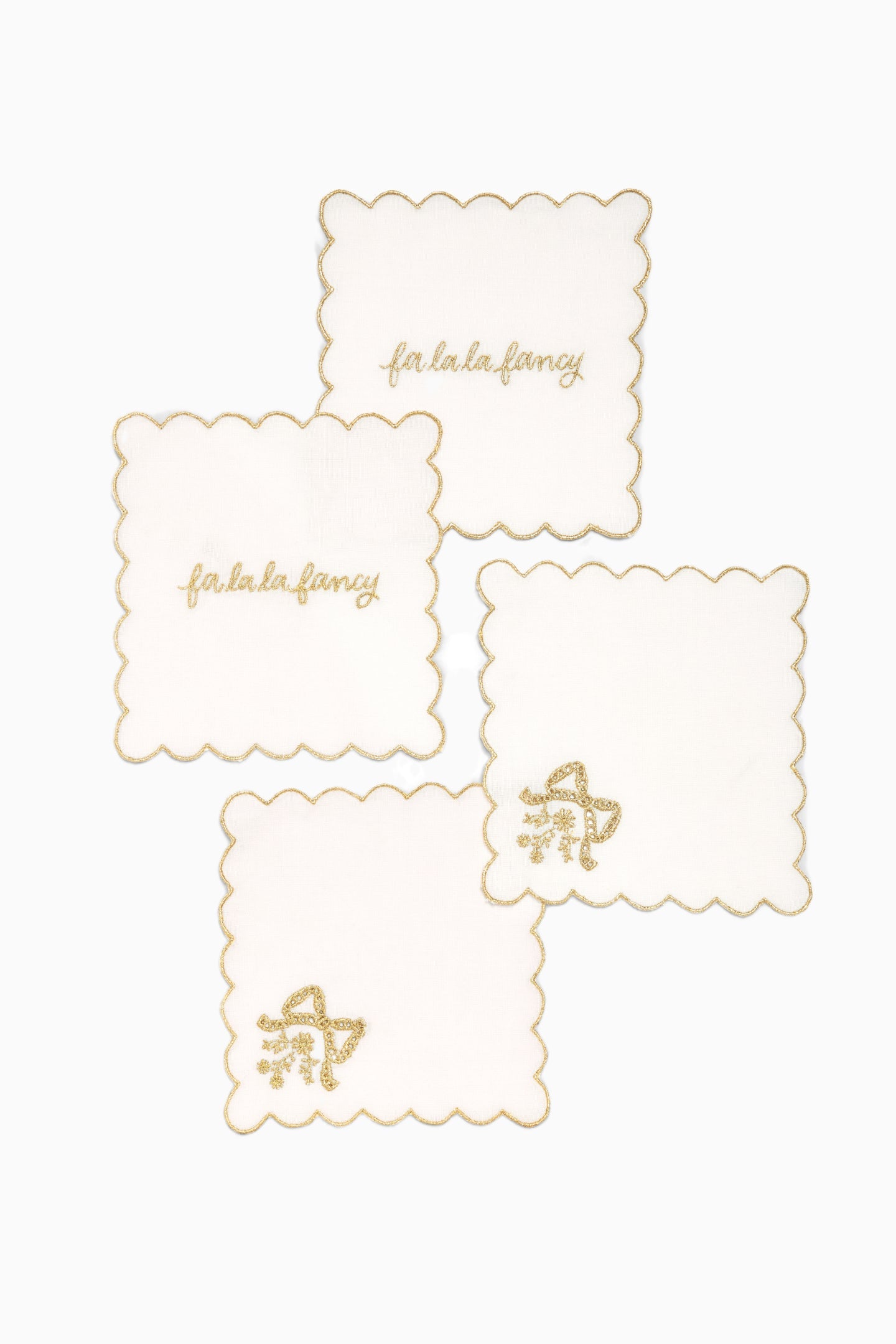 Gilded Bow Cocktail Napkins - Set Of 4