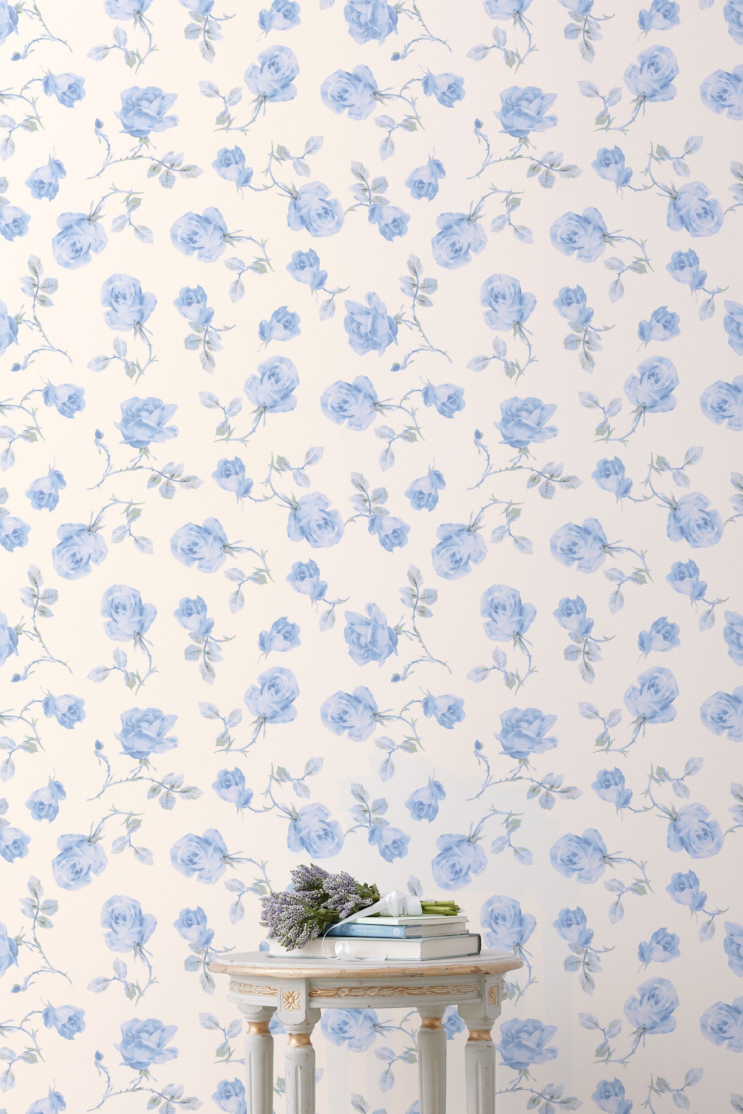 Ribbon Rosa French Blue Standard Wallpaper