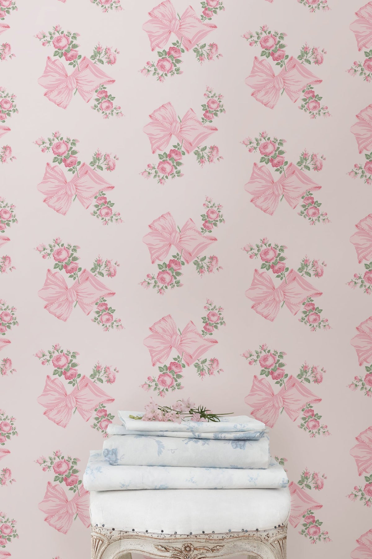 Rosa Beaux Pink Mint Standard Wallpaper