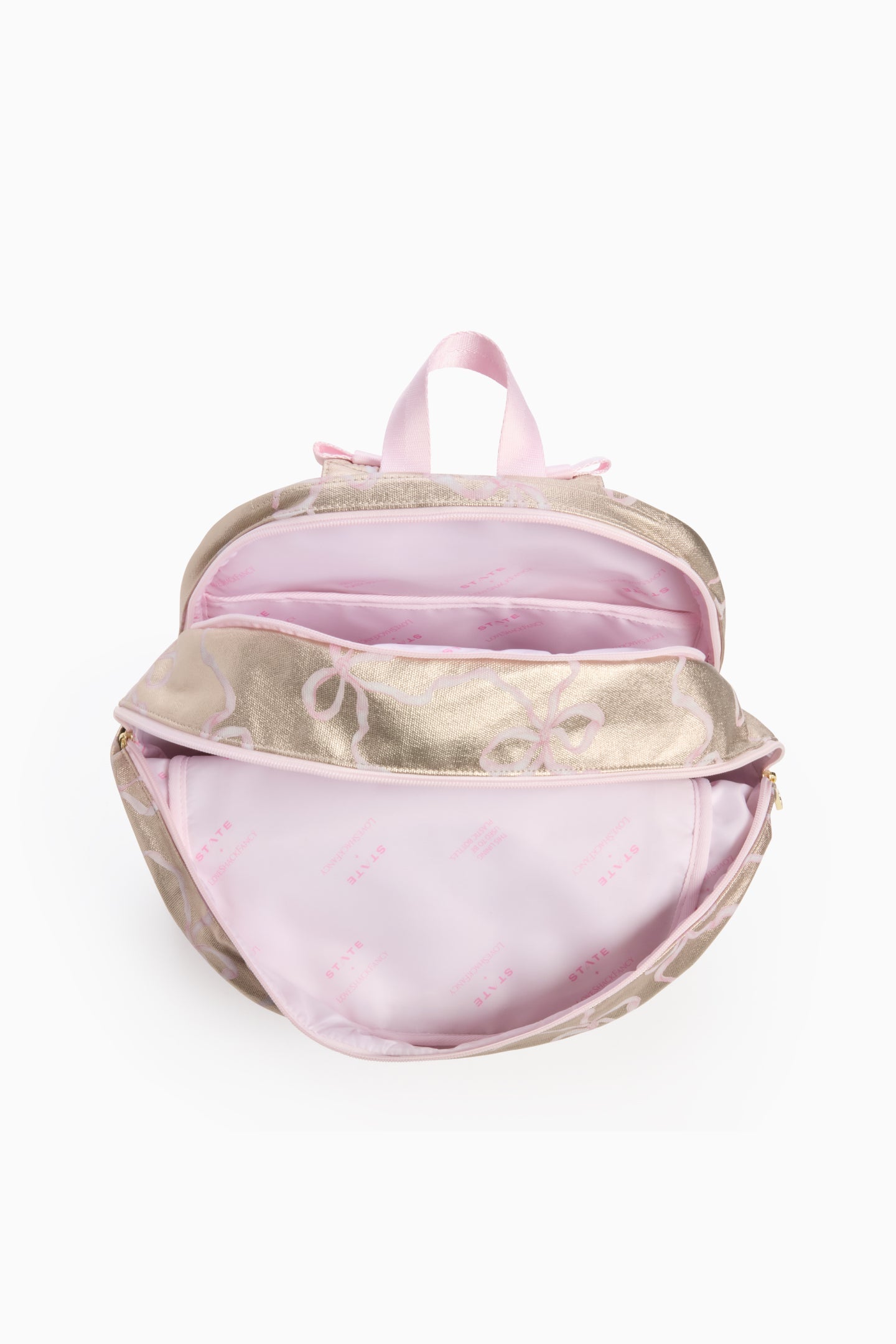 STATE x LoveShackFancy Gold Kane Double Pocket Backpack